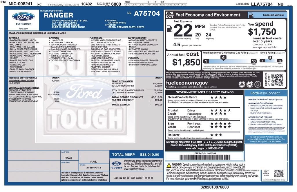 2020 Ford Ranger XL