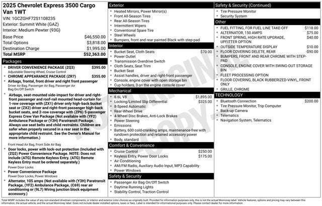 2025 Chevrolet Express Cargo 3500 WT