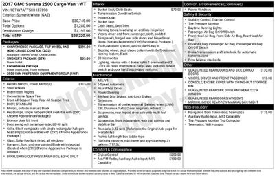 2017 GMC Savana Cargo 2500 CARGO