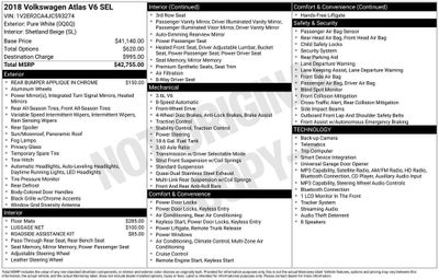 2018 Volkswagen Atlas 3.6L V6 SEL