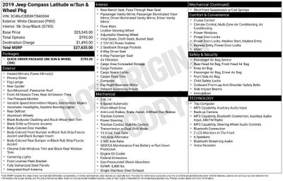 2019 Jeep Compass Latitude w/Sun/Wheel Pkg
