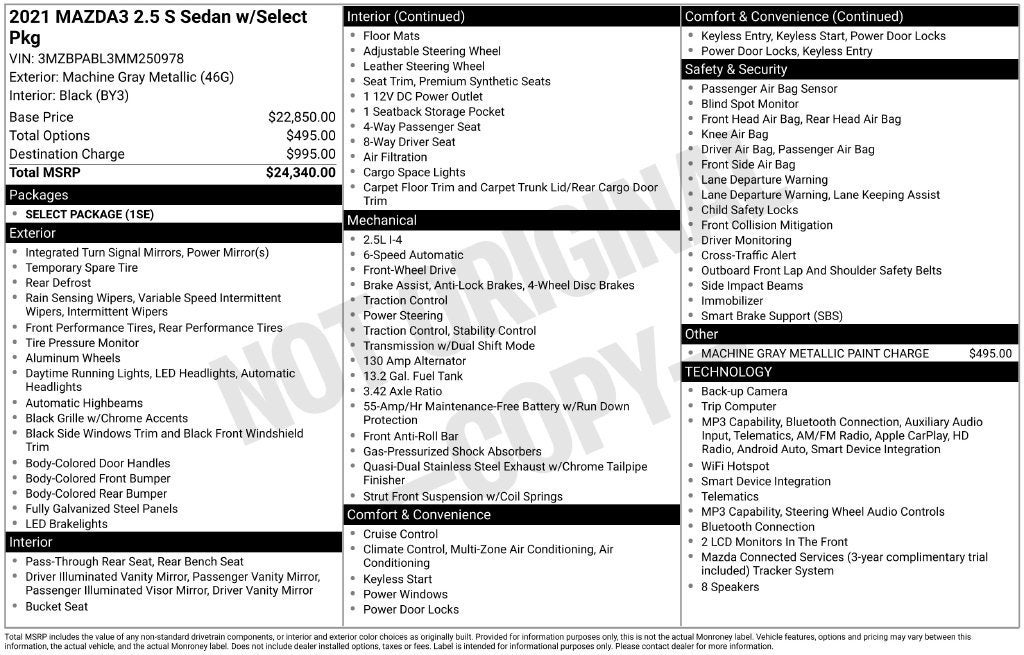 2021 Mazda Mazda3 Sedan Select