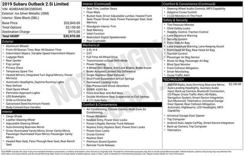 2019 Subaru Outback Limited