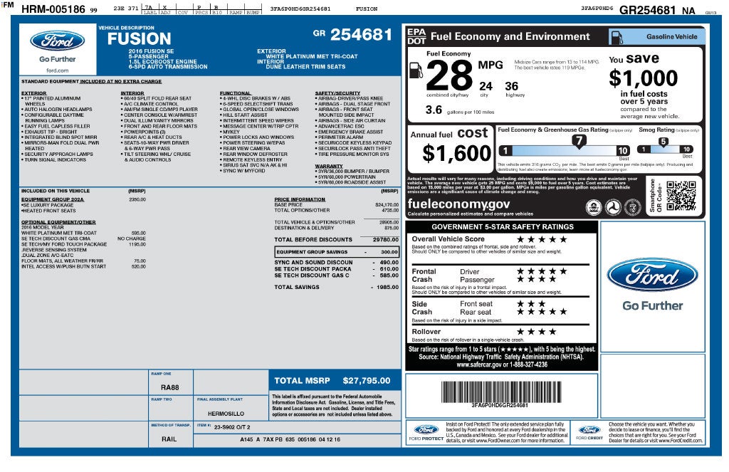 2016 Ford Fusion SE