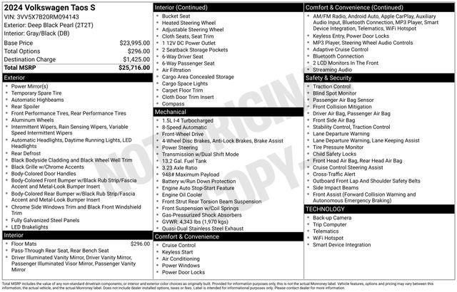 2024 Volkswagen Taos 1.5T S