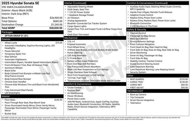 2025 Hyundai Sonata SE