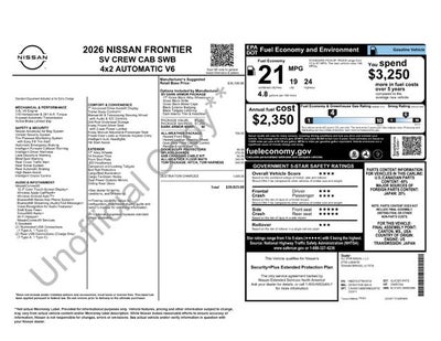 2026 Nissan Frontier Crew Cab SV