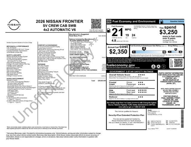 2026 Nissan Frontier Crew Cab SV