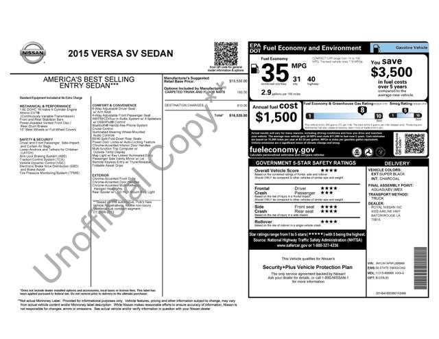2015 Nissan Versa 1.6 SV