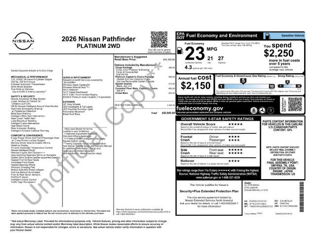 2026 Nissan Pathfinder Platinum