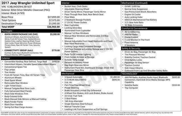 2017 Jeep Wrangler Unlimited Sport