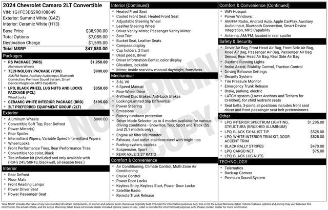 2024 Chevrolet Camaro 2LT
