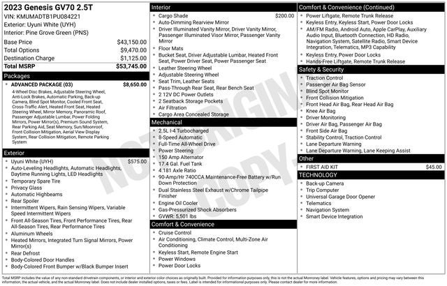 2023 Genesis GV70 2.5T