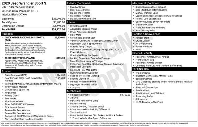 2020 Jeep Wrangler Sport S 4x4