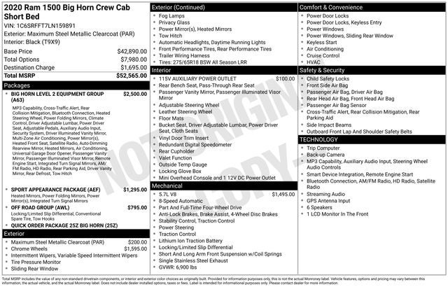 2020 RAM 1500 Big Horn Crew Cab 4x4 5'7' Box