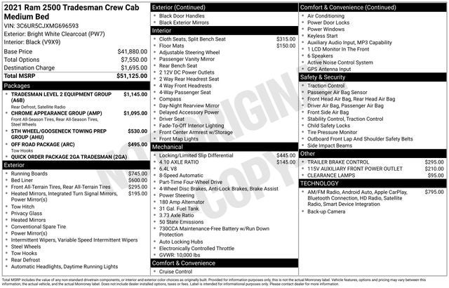 2021 RAM 2500 Tradesman Crew Cab 4x4 6'4' Box