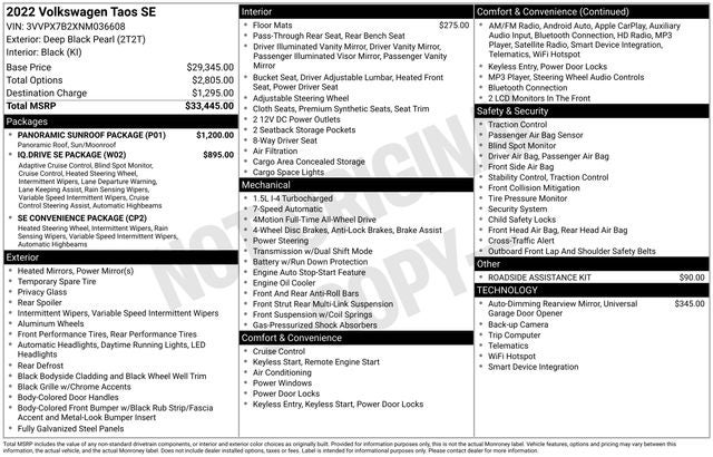 2022 Volkswagen Taos 1.5T SE