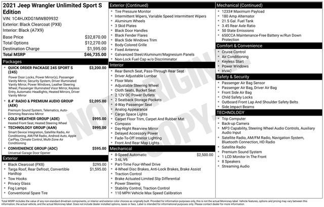 2021 Jeep Wrangler Unlimited Sport S