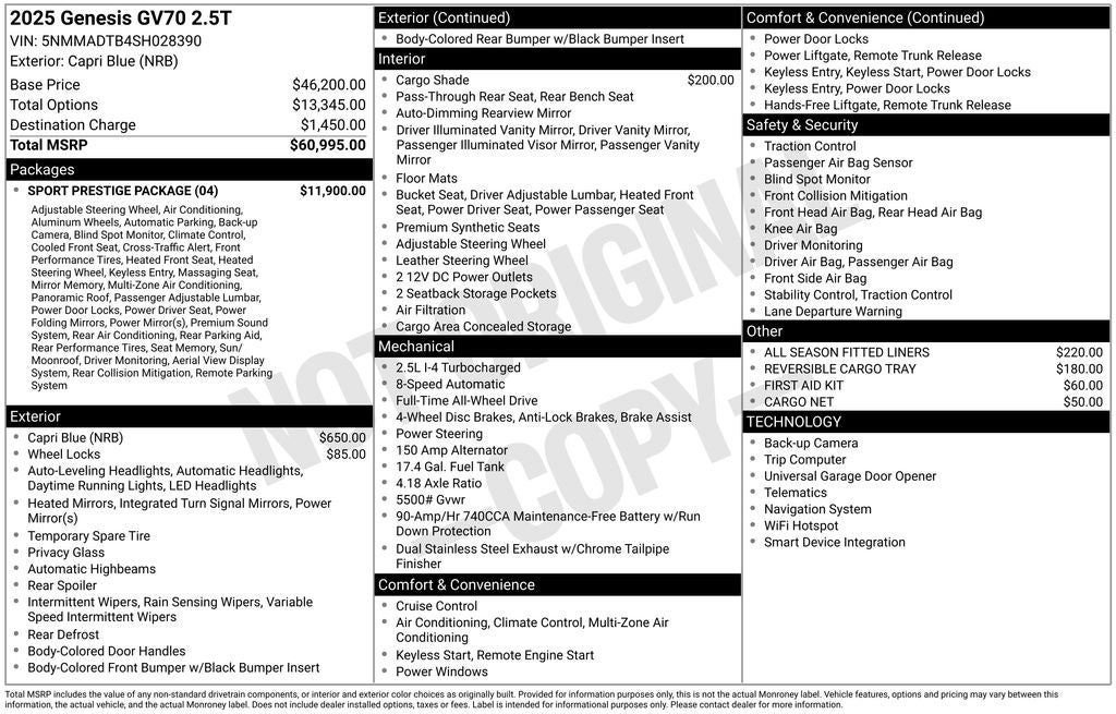 2025 Genesis GV70 2.5T