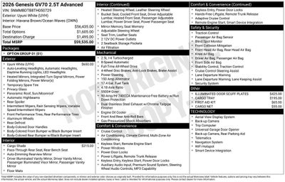 2026 Genesis GV70 2.5T Advanced