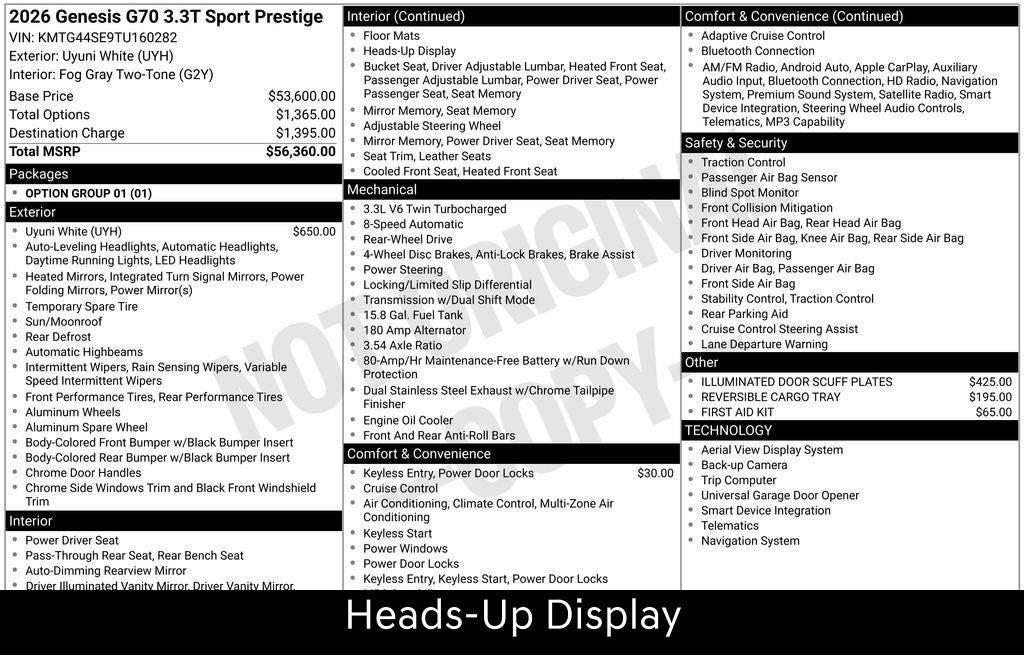 2026 Genesis G70 3.3T Sport Prestige