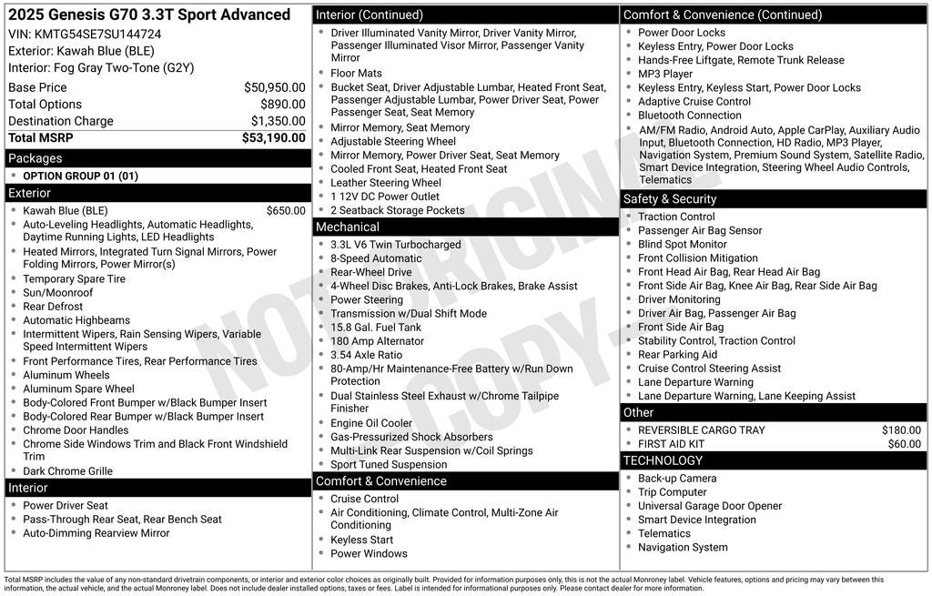 2025 Genesis G70 3.3T Sport Advanced