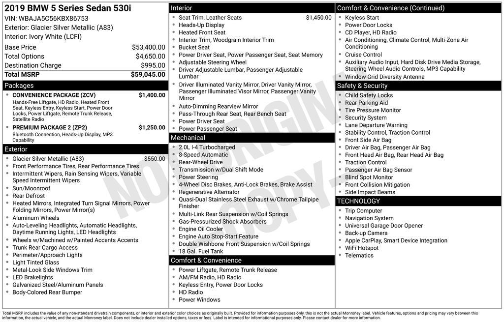 2019 BMW 5 Series 530i