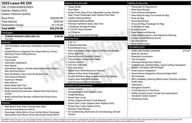 2025 Lexus NX 250 Base