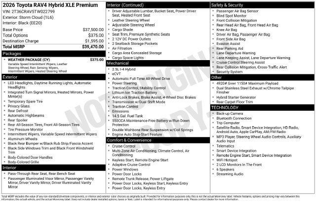 2026 Toyota RAV4 XLE Premium