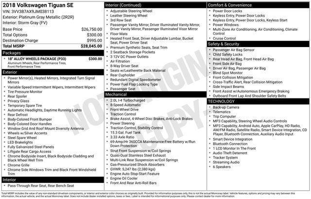 2018 Volkswagen Tiguan 2.0T SE