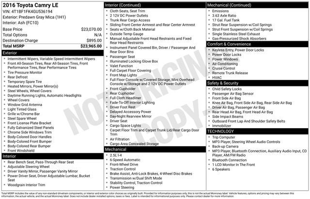 2016 Toyota Camry LE
