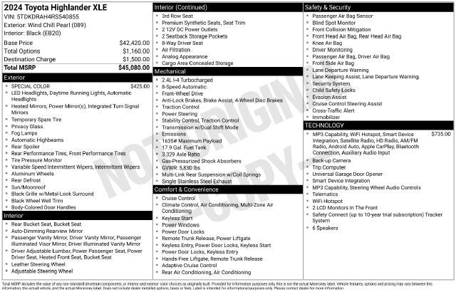 2024 Toyota Highlander XLE