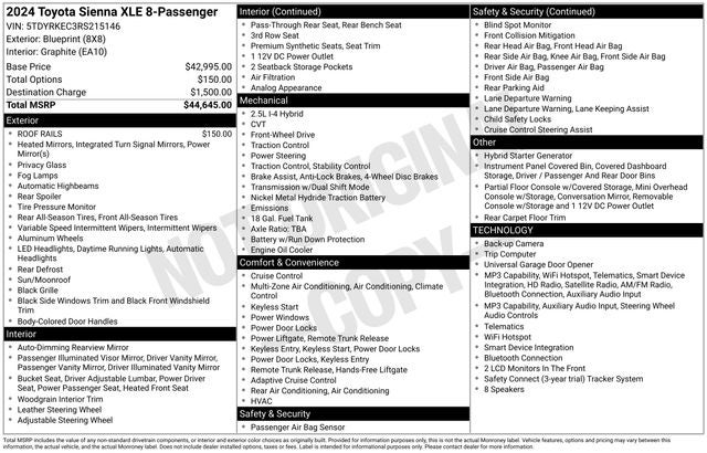 2024 Toyota Sienna XLE 8 Passenger