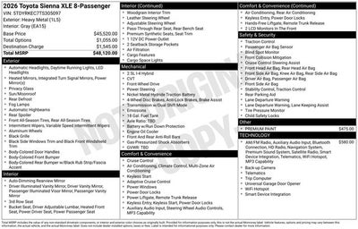2026 Toyota Sienna XLE 8 Passenger