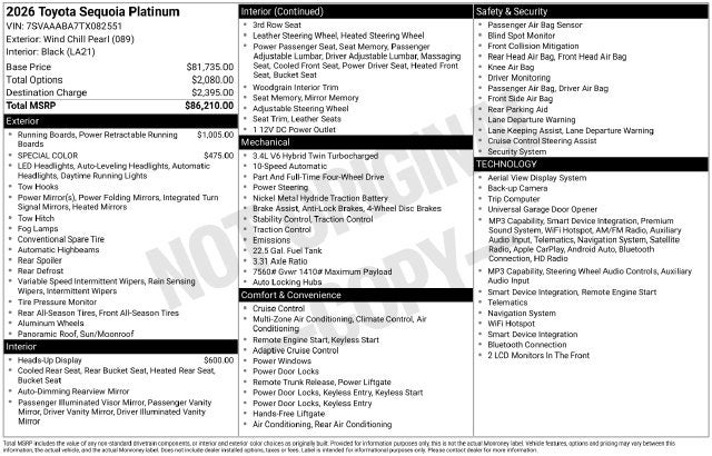 2026 Toyota Sequoia Platinum