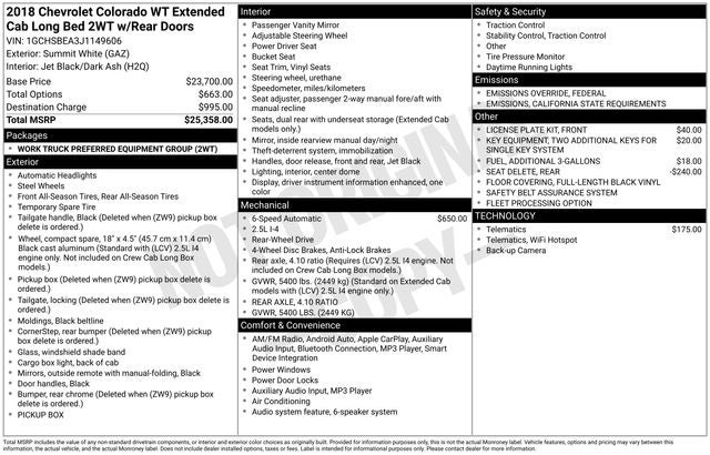 2018 Chevrolet Colorado Work Truck