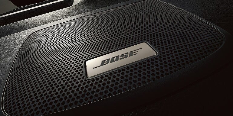 2026 Nissan Pathfinder close-up of the Bose premium speaker grille with logo visible.