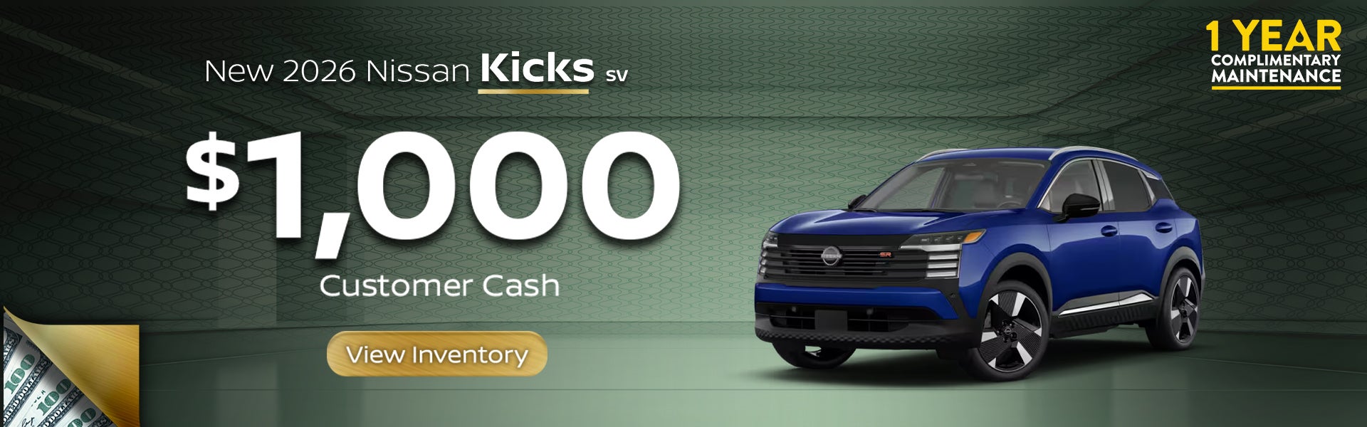 Save $1,000 on a New 2026 Nissan Kicks SV