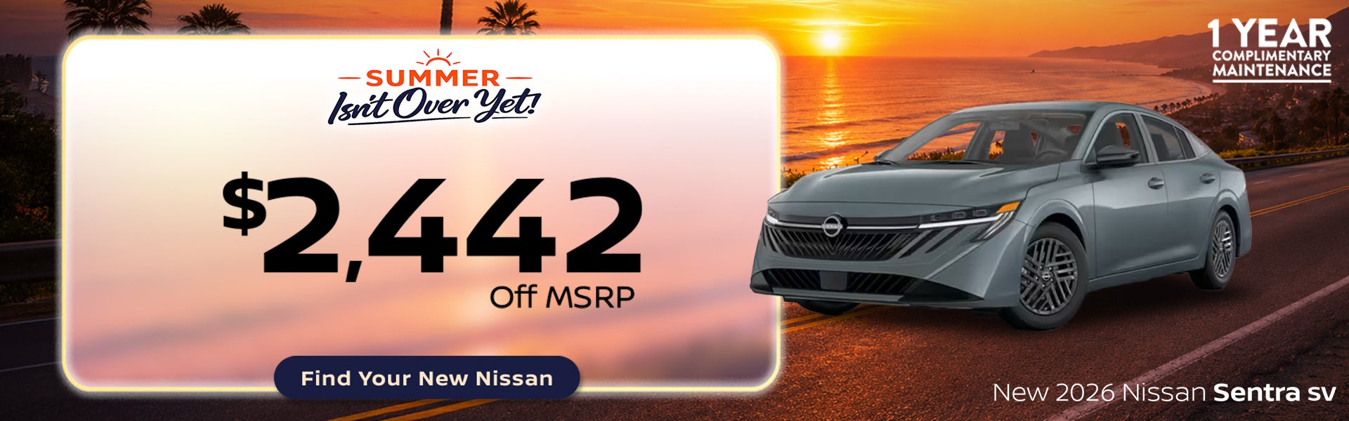 Save $2,442 off MSRP on a New 2026 Nissan Sentra SV at All S