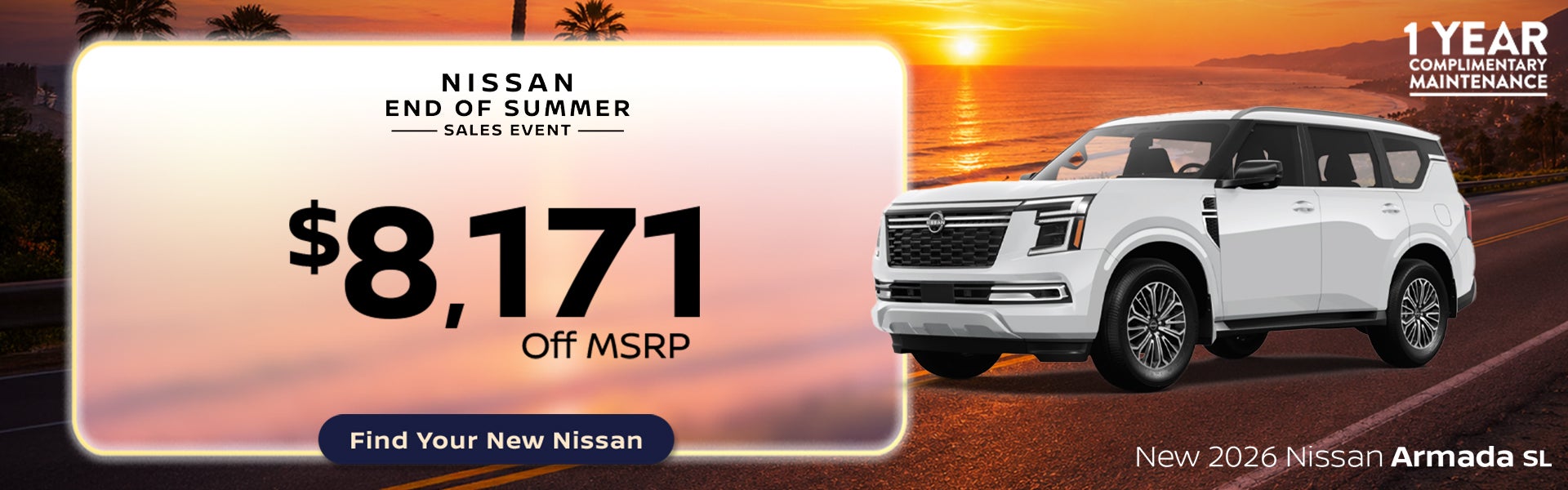 Save $8,171 off MSRP on a New 2026 Nissan Armada SL at All S