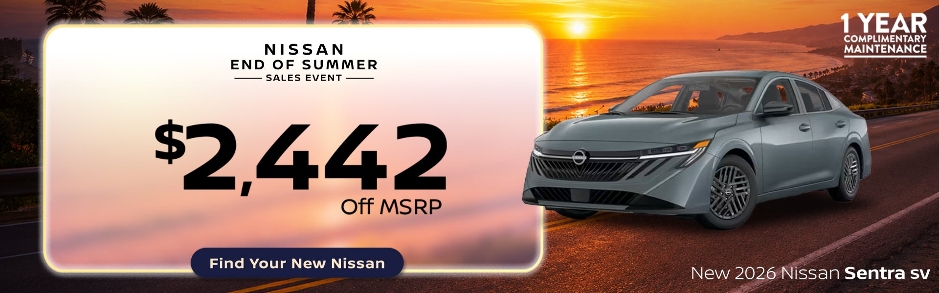 Save $2,442 off MSRP on a New 2026 Nissan Sentra SV at All S