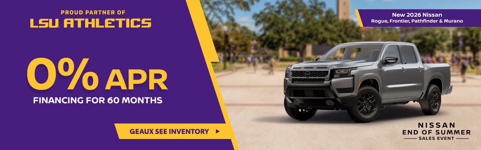 Get 0% APR financing for 60 months on select new 2026 Nissan