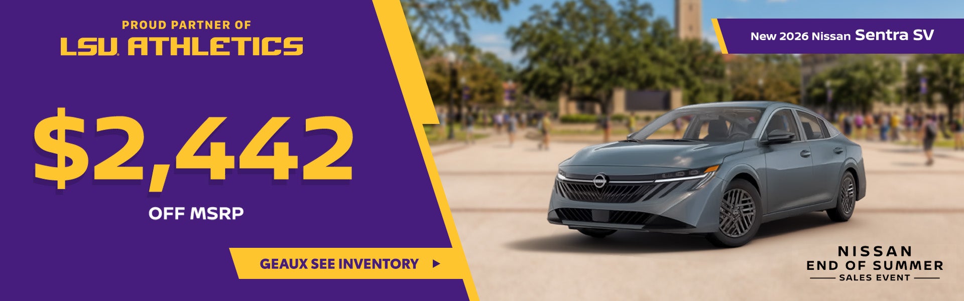 Save $2,442 off MSRP on a New 2026 Nissan Sentra SV at All S