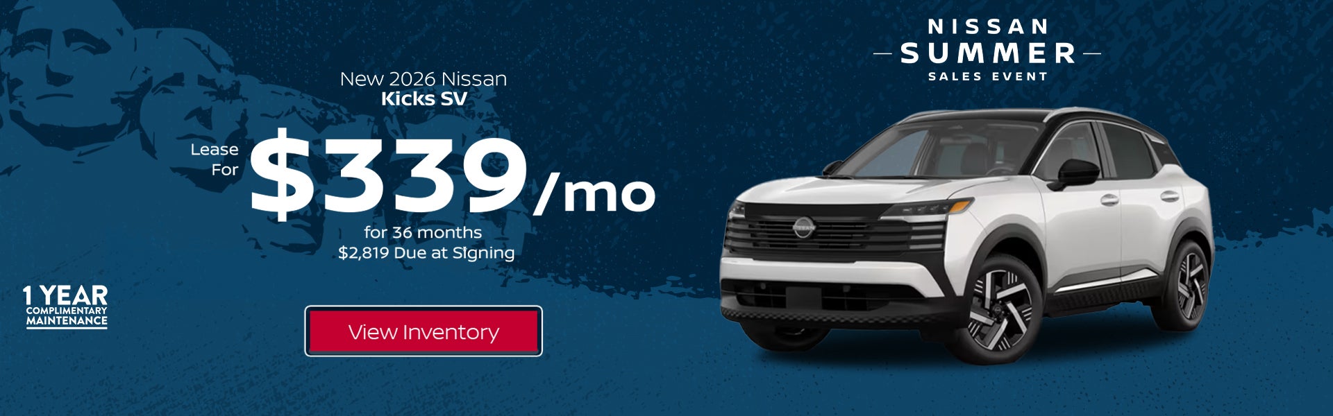 Lease a New 2026 Nissan Kicks SV for $339/month at All Star 
