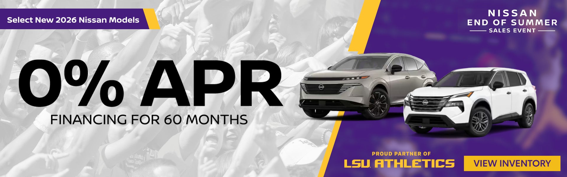 Get 0% APR financing for 60 months on select new 2026 models